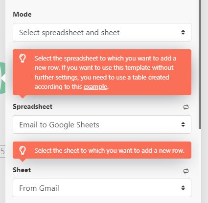 gmail to sheets integromat 15